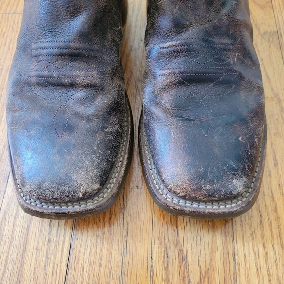 Old West Leather Cowboy Boots 5D Square Toe Western Grunge Womens 6.5 - Picture 3 of 13